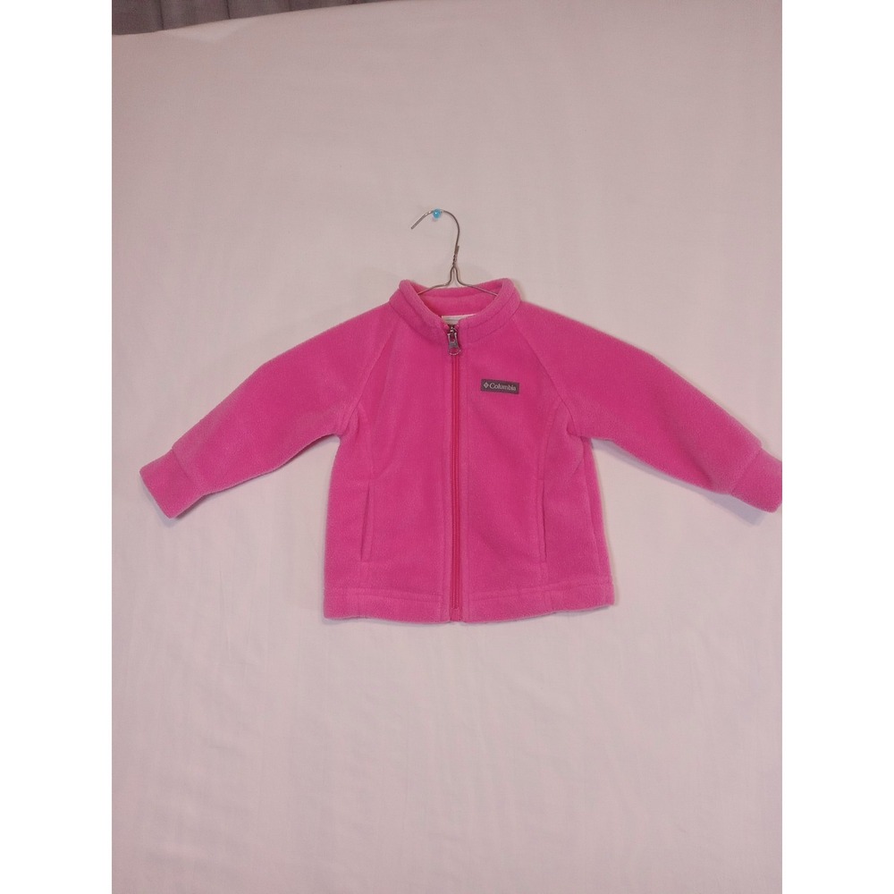Columbia Baby Fleece Jacket 12-18 Months. Pink. Zip Up With Pockets Outdoor
